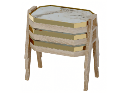 Couchtisch-Set aus Holz in Beige modern elegant