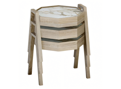 Couchtisch-Set aus Holz in Beige modern und elegant
