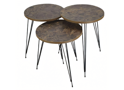Elegantes braunes Couchtisch-Set aus Holz und Metall