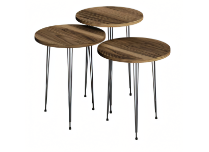 Elegantes braunes Couchtisch-Set aus Holz und Metall