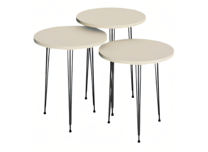 Elegantes Beiges Couchtisch-Set aus Holz und Metall