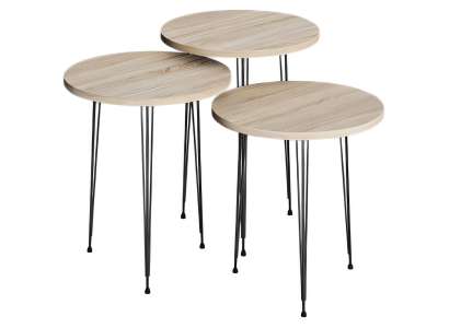 Elegantes braunes Couchtisch-Set aus Holz und Metall