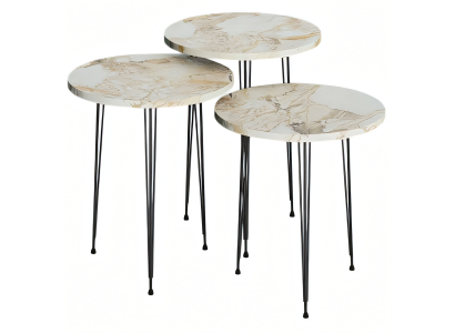 Elegantes Beiges Couchtisch-Set aus Holz und Metall