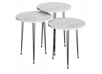Elegantes Beigefarbenes Couchtisch-Set aus Holz und Metall