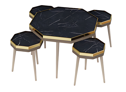 Elegantes Wohnzimmer-Set Schwarz Holz Edelstahl Modern