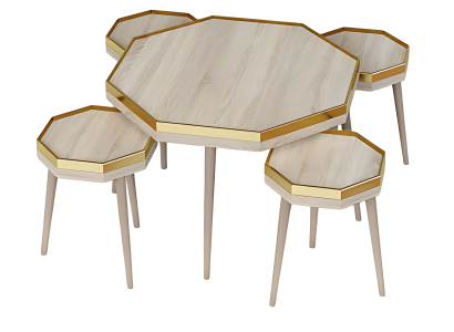 Wohnzimmer-Set Beige Holz Modern Elegant