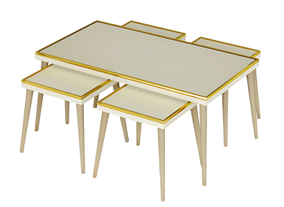 Wohnzimmer-Set Beige Holz Edelstahl Modern Elegant