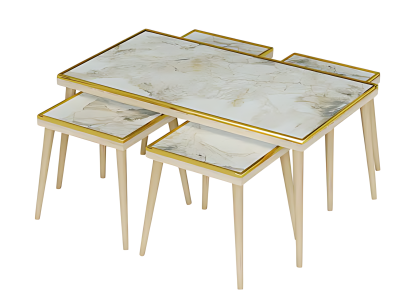 Elegantes weißes Wohnzimmer-Set aus Holz und Edelstahl im modernen