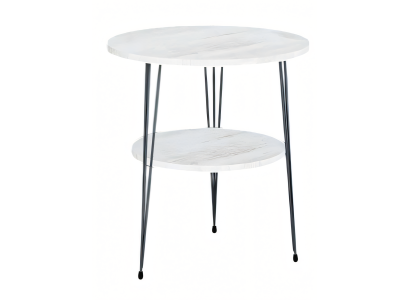 Beistelltisch aus Metall in Weiß modern eleganter Wohnzimmertisch