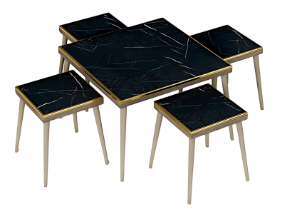 Elegantes Wohnzimmer-Set Schwarz Holz Edelstahl modern