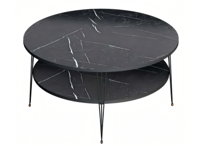 Eleganter schwarzer Couchtisch aus Holz mit Edelstahl-Design