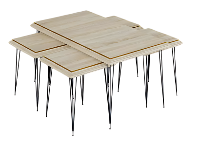 Eleganter Beigefarbener Couchtisch mit Beistelltischen aus MDF