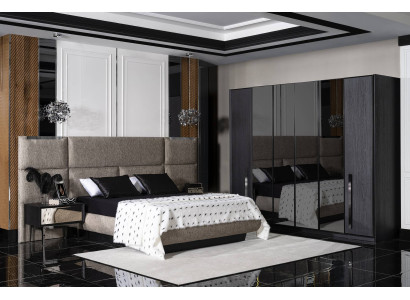 Design Komplett Möbel Moderne Schlafzimmer Bett 2x Nachttische Kleiderschrank