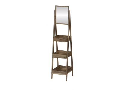 Elegantes braunes Holzregal mit Spiegel modern, stilvoll