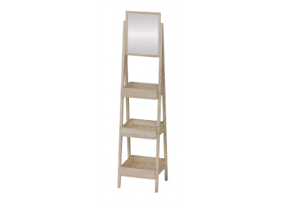 Elegantes Beiges Regal mit Spiegel aus Holz und Glas