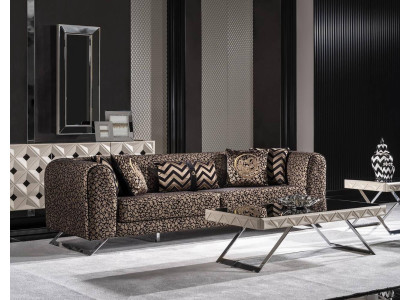 Elegantes braunes Holz-Textil 2-teiliges Wohnzimmermöbel-Set