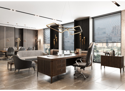 Elegantes braunes Holz-Arbeitszimmer-Set mit Schreibtisch