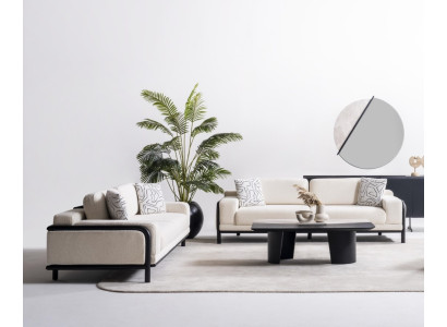 Beige Textil 3-Sitzer Sofa Set modernes elegantes Wohnzimmermöbel