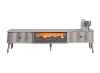 Der perfekte TV-Lowboard mit einem gemütlichen E-Kamin in der Mitte