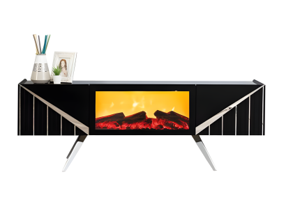 Designer TV-Möbel mit lackiertem MDF-Korpus, intarsiert mit Metalldetails