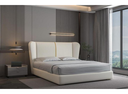Weißes Polsterbett Designer Hotelbetten Stilvoller Kopfteil Möbel