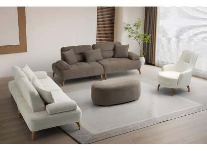 Wohnzimmer Zweifarbige Couchgarnitur 2x Polster 3-Sitzer Sofas