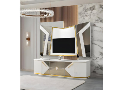 Weißes TV-Lowboard Wohnzimmer TV-Ständer Fernseher-Unterschrank