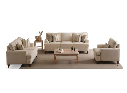 Wohnzimmer-Set 3-tlg. – 3-Sitzer, 2-Sitzer und Sessel in Beige