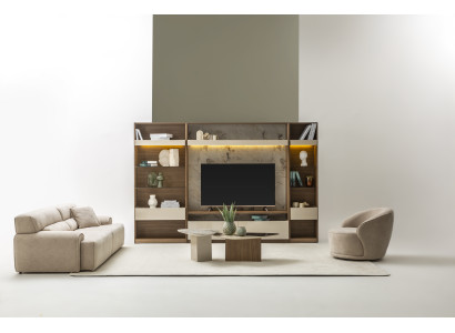 Wohnzimmer-Set mit Sofa Sessel Couchtisch Beistelltisch TV-Schrank
